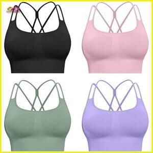 Seamless Criss-Cross Racerback Sports Bras Medium Support Yoga Workout